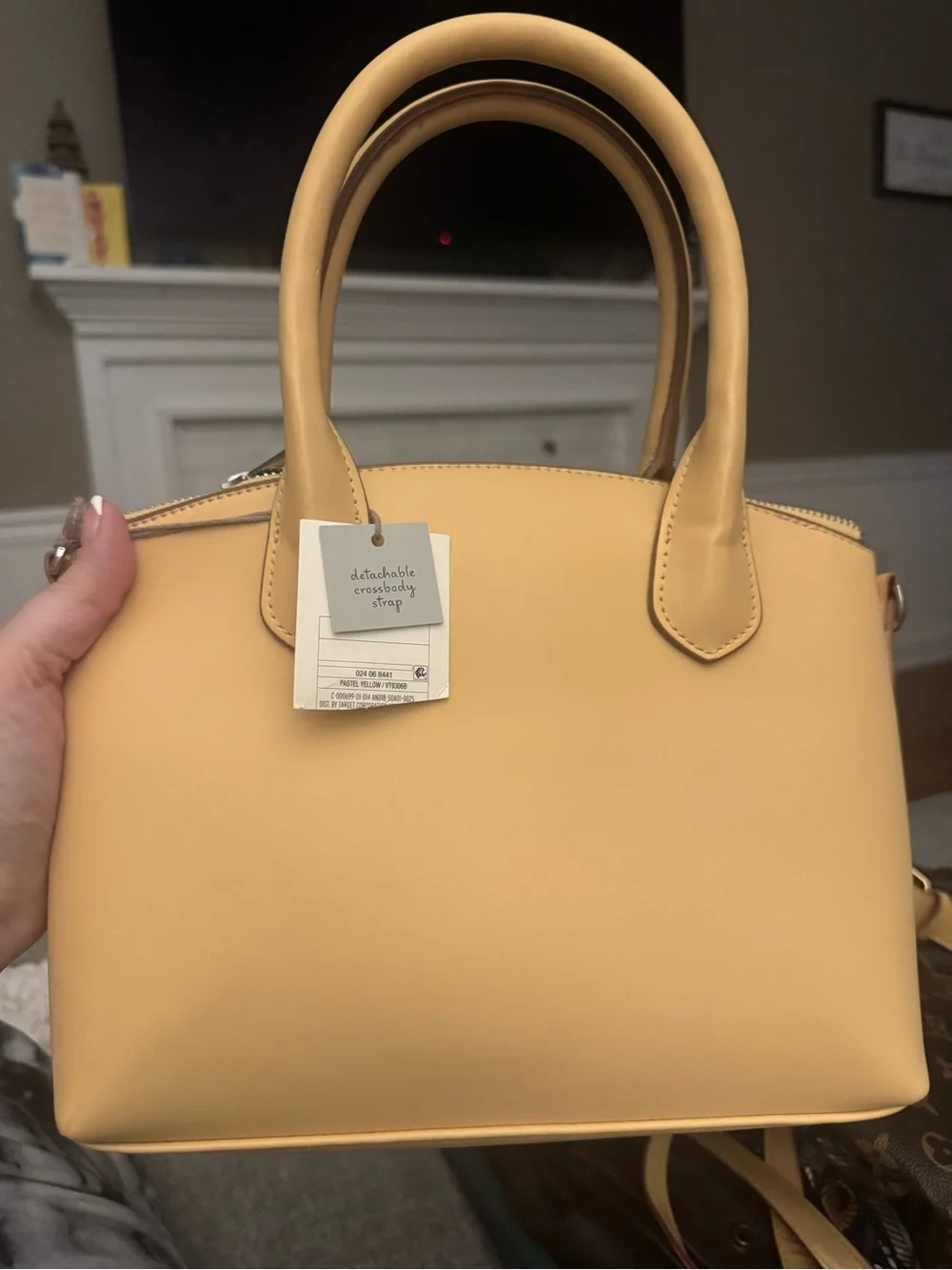 Buttery soft Yellow Top-Handle purse with Detachable Crossbody Strap